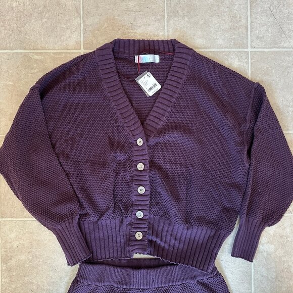 Free People Hailee Cardi Set - Purple cardigan and pant sweater set - Picture 2 of 3